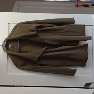 Army green rolled hem drapey cape like coat, boho sweater wrap